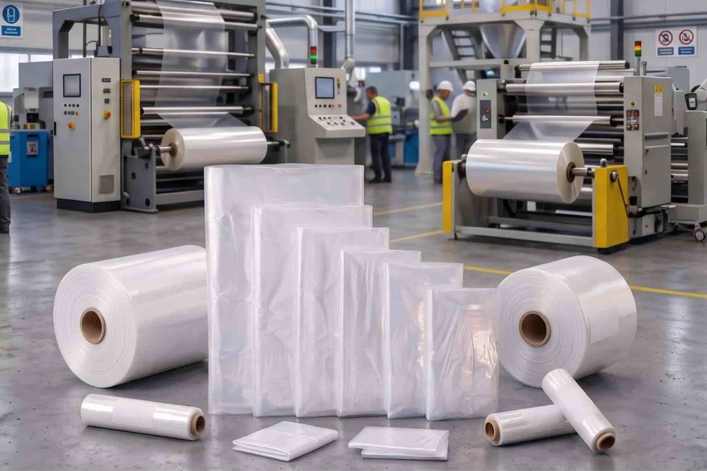 Custom size plastic bag manufacturers, virgin LLDPE film roll suppliers, tailored micron flexible packaging